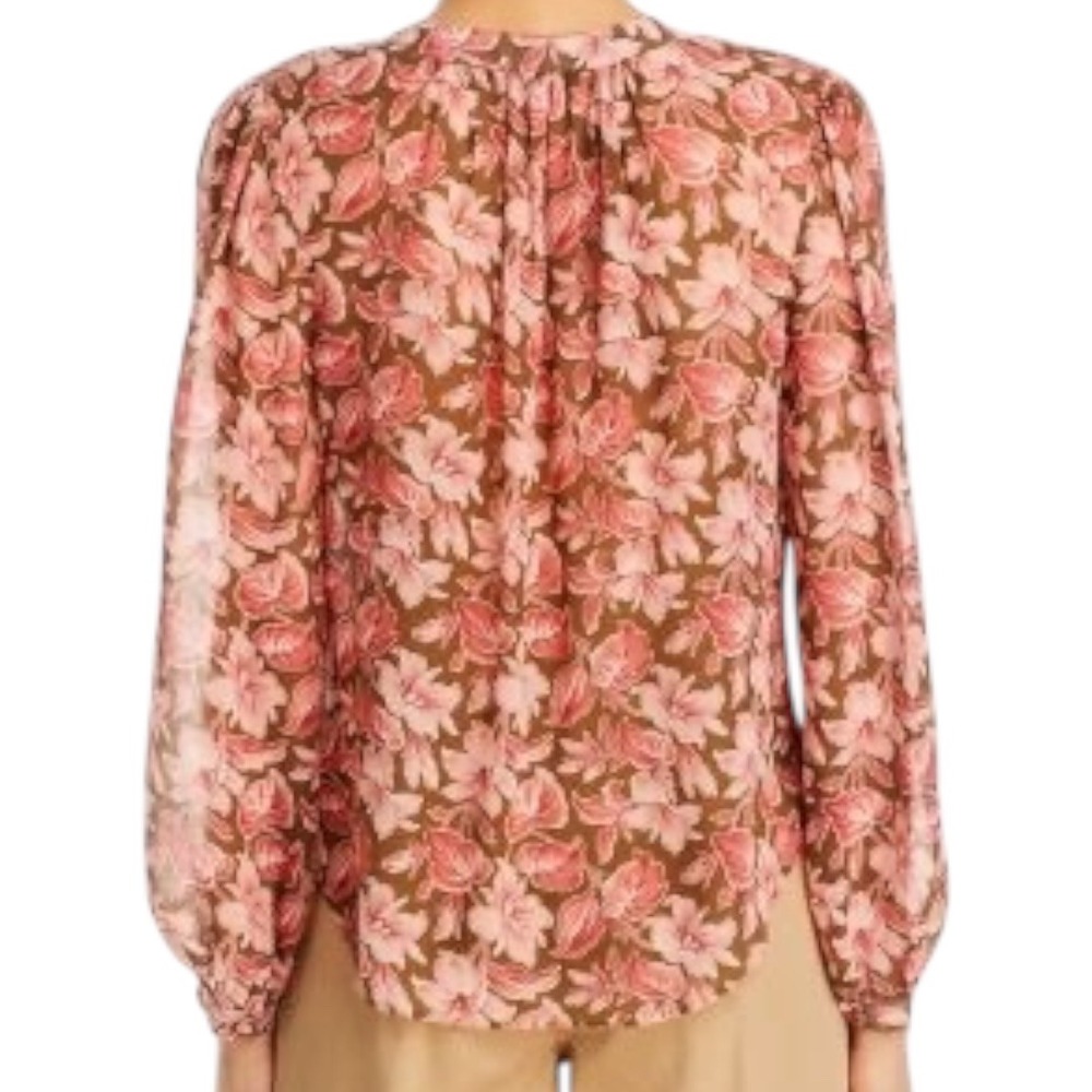 NWOT Veronica Beard Ashlynn Silk Floral Blouse Top Deep Ochre Multi Size 6 - Picture 2 of 16